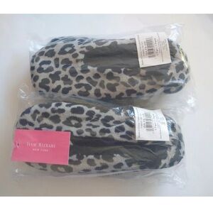 ISAAC MIZRAHI Lot of 2 Womens Black&Gray Sherpa Lined Fuzzy Slipper Socks Size L